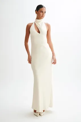 Belladonna Satin Halter Maxi Dress - Ivory