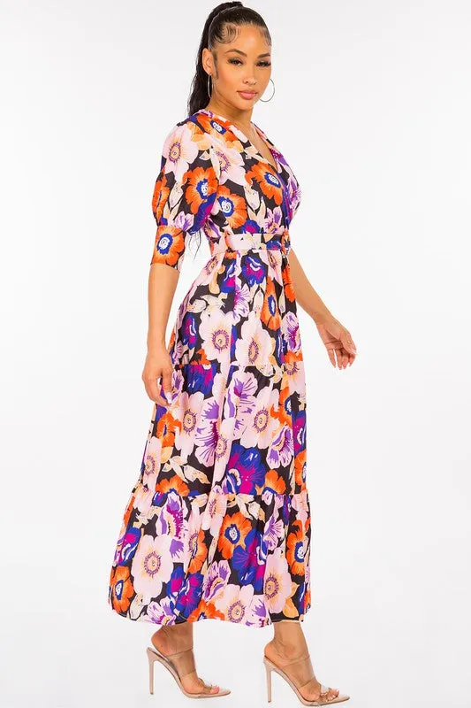 Bohemian Multi Floral Maxi Dress-FINAL SALE-NOT ELIGIBLE FOR EXCHANGE OR REFUND