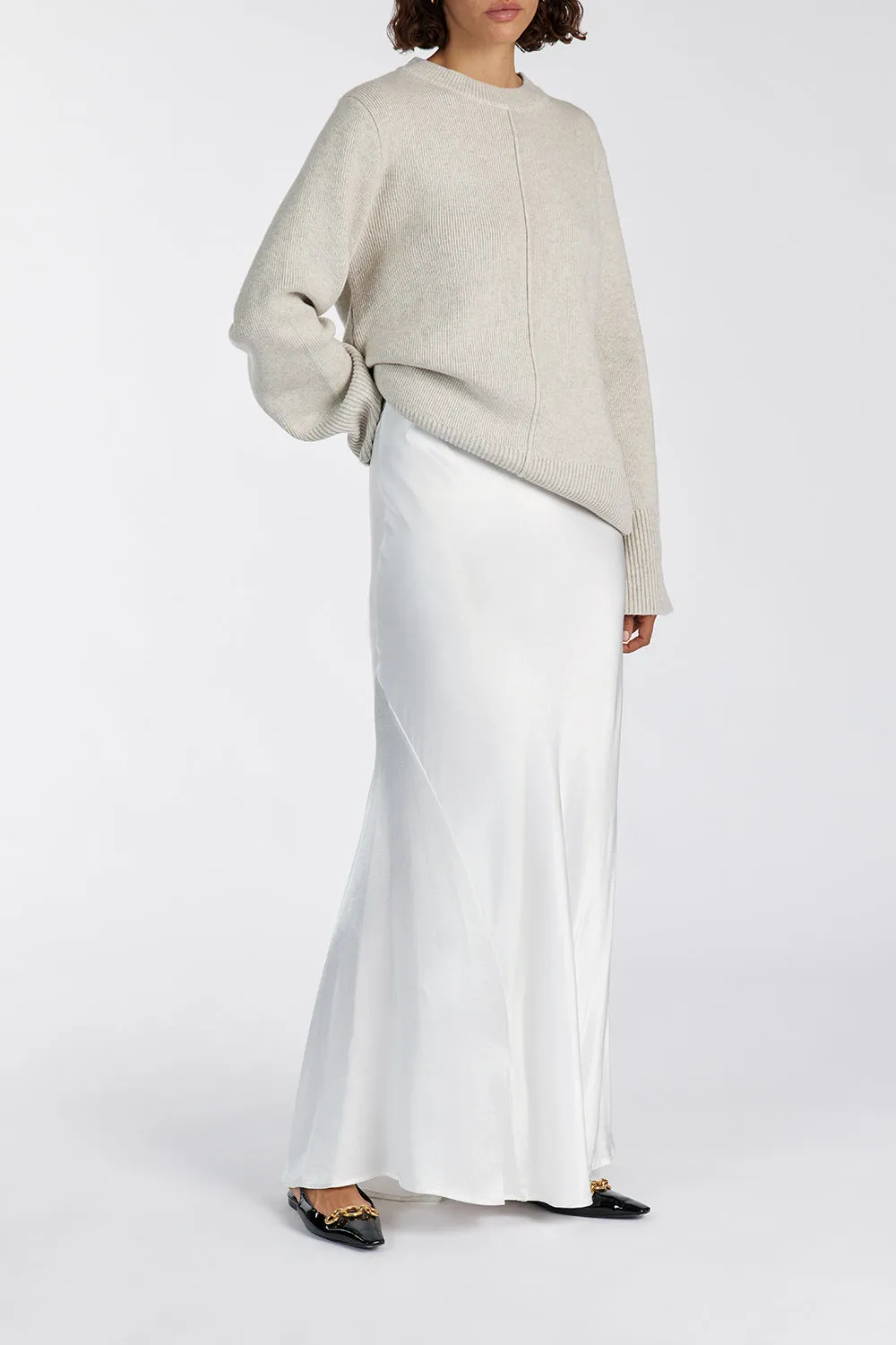 CHARLI WHITE SATIN MAXI SKIRT