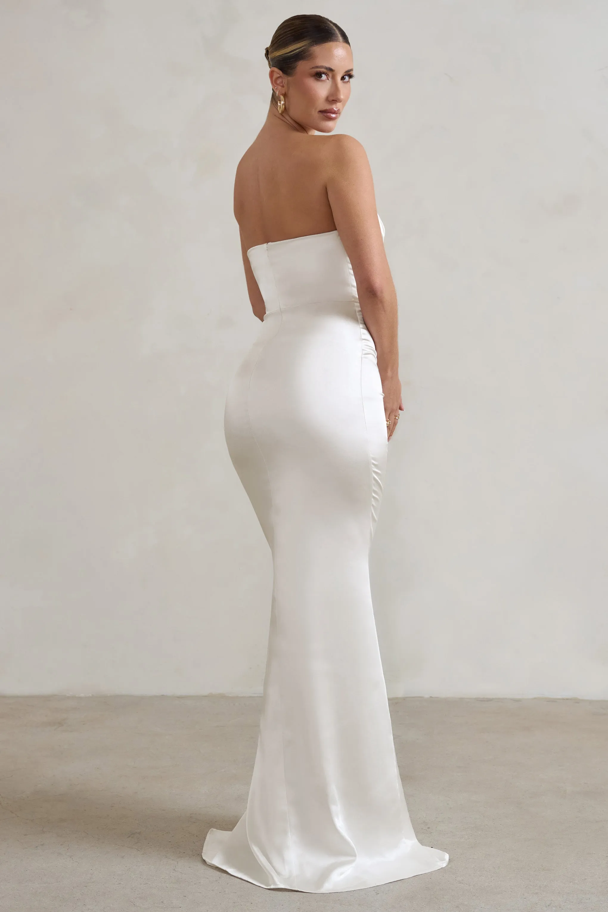 Coraline | White Strapless Maxi Dress With Split