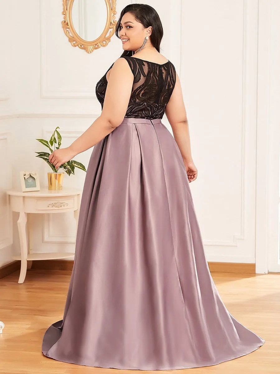 Elegant Floor-Length Sleek Bow Belt Evening Dress