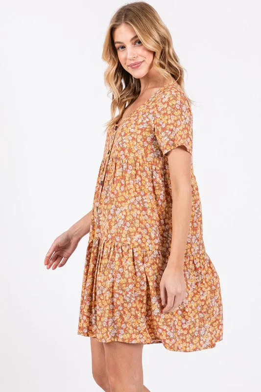 EMERY SHORT SLEEVE FLORAL DRESS