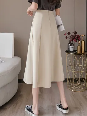 High Waist Mid-length A-line Women's Midi High Waist Skirt