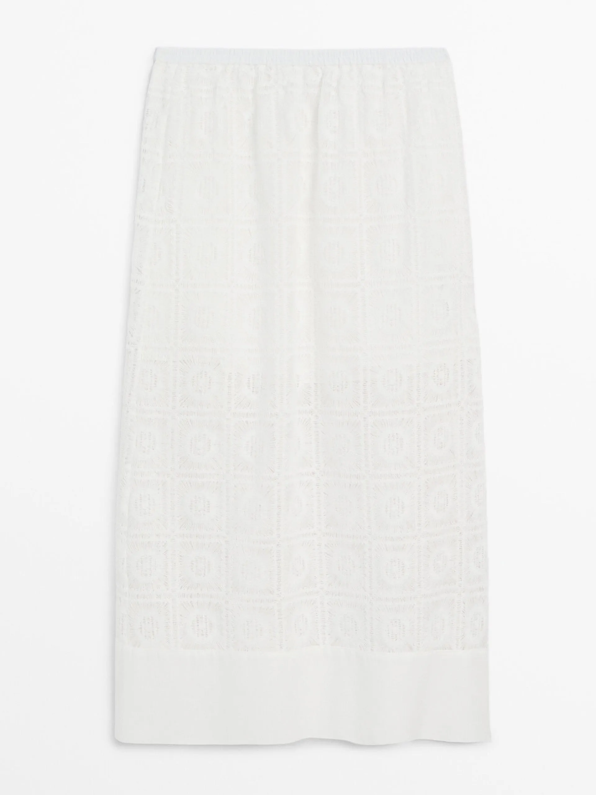 Long embroidered crochet co-ord skirt