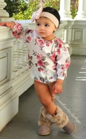 Long Sleeve Off Shoulder Floral Romper