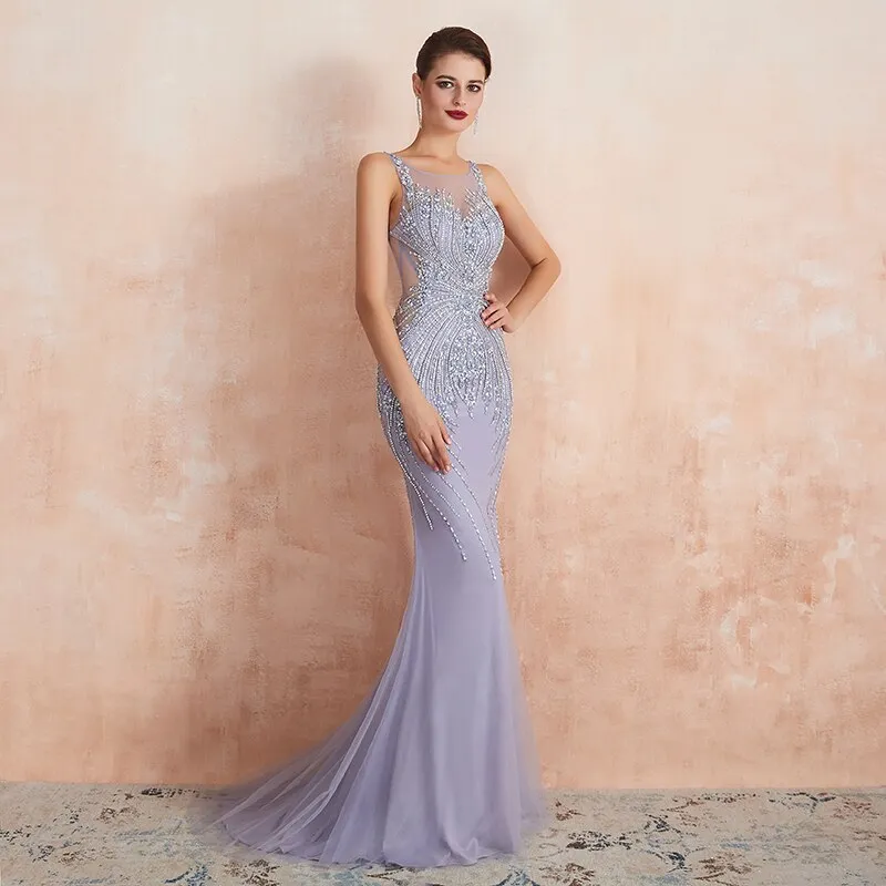 Mermaid Luxury Beaded Crystal Evening Dresses