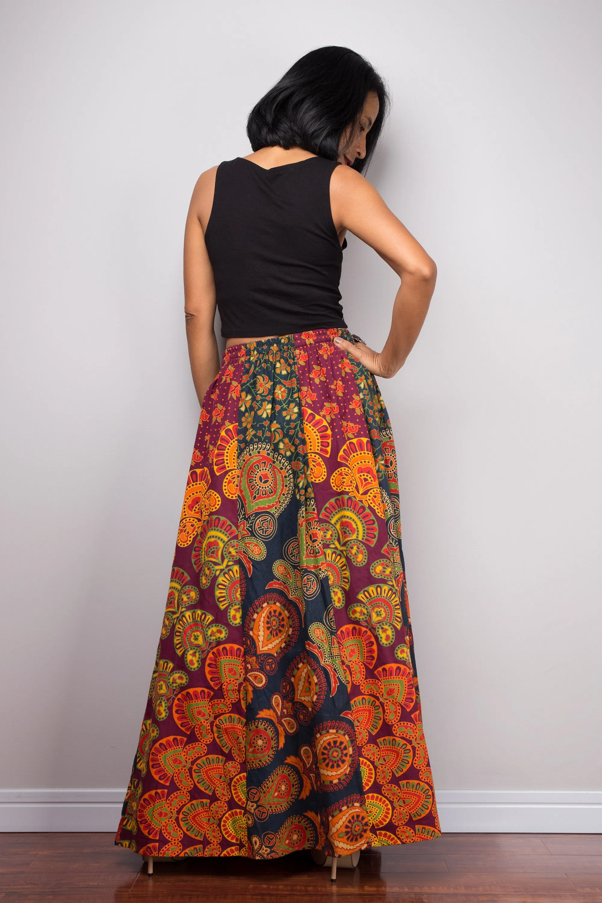 Patchwork Skirt | Maxi skirt | Flowy gypsy festival skirt | Boho Cotton skirt