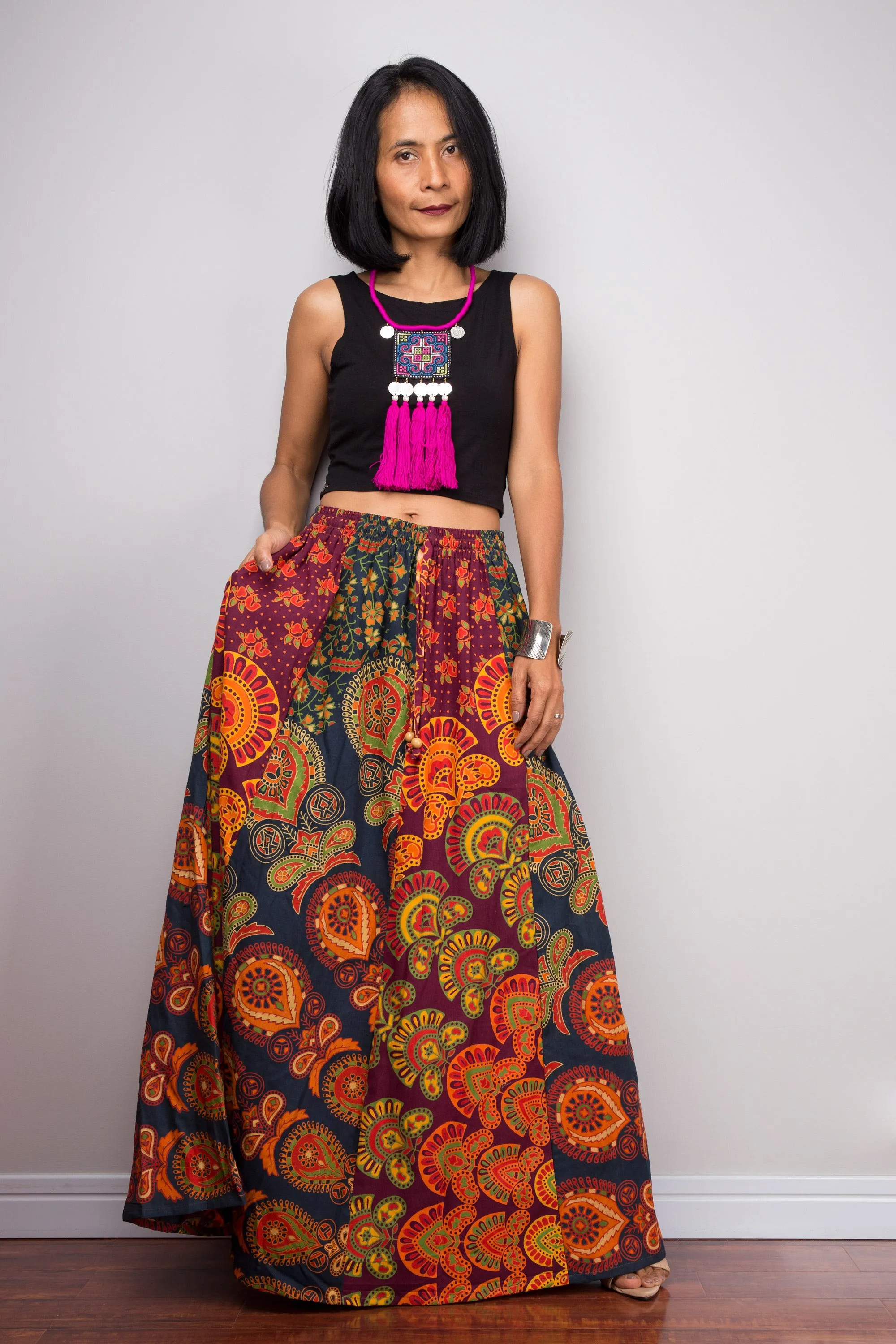 Patchwork Skirt | Maxi skirt | Flowy gypsy festival skirt | Boho Cotton skirt