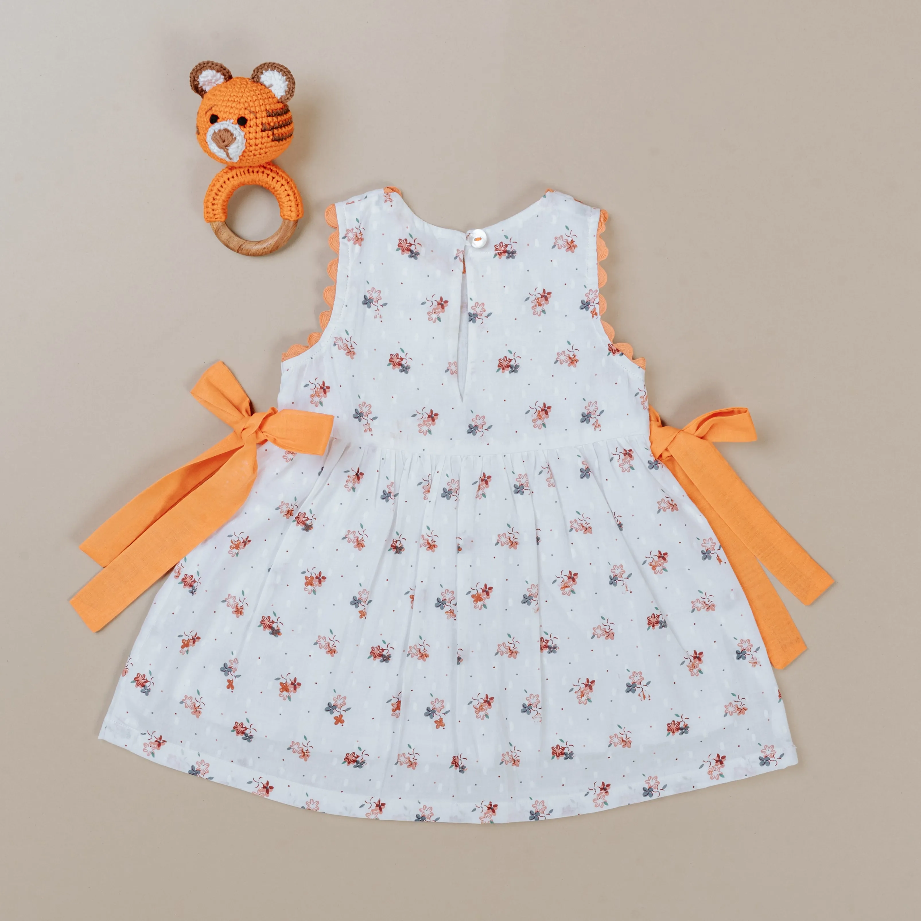 Peach Sleeveless Cotton Blossom Dress