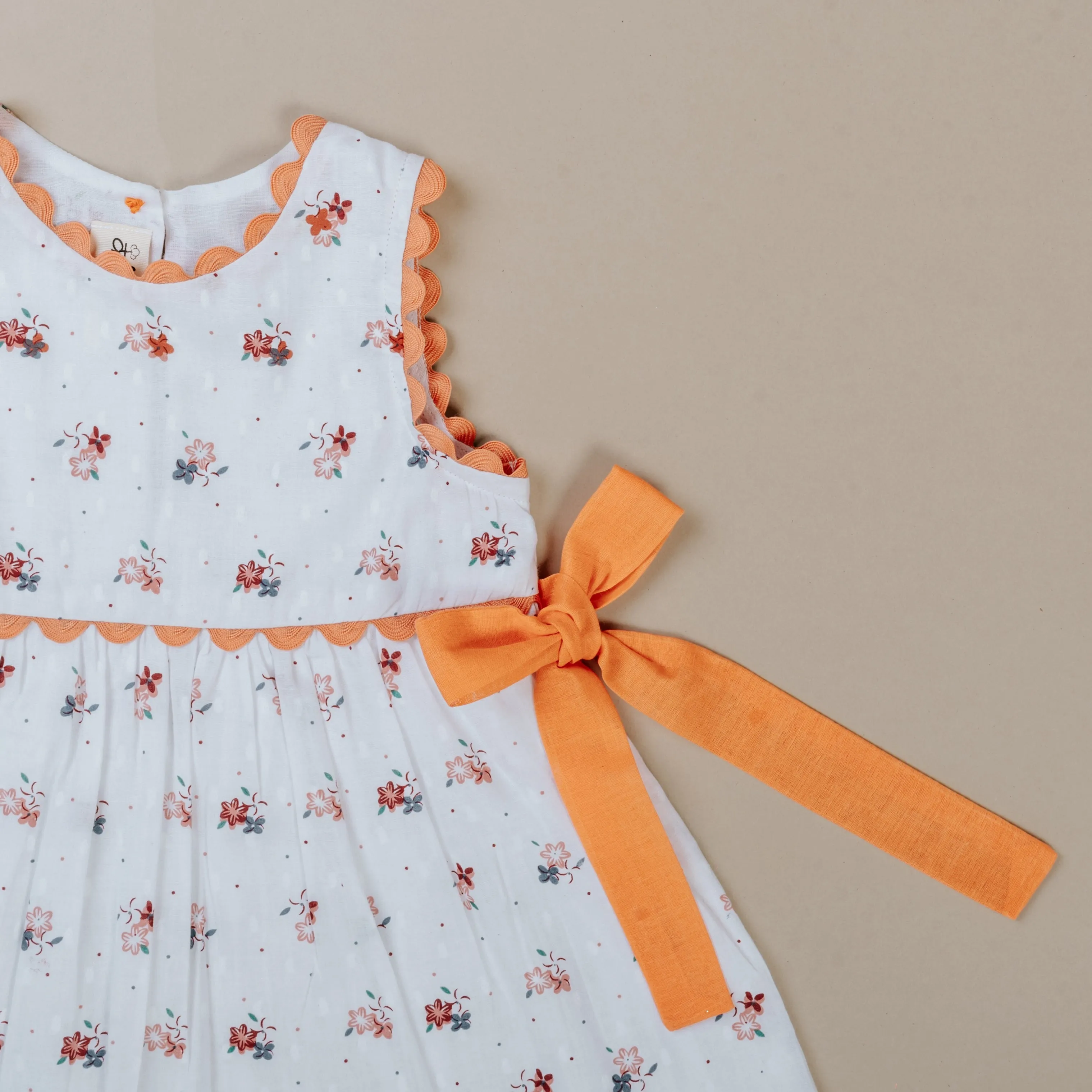 Peach Sleeveless Cotton Blossom Dress