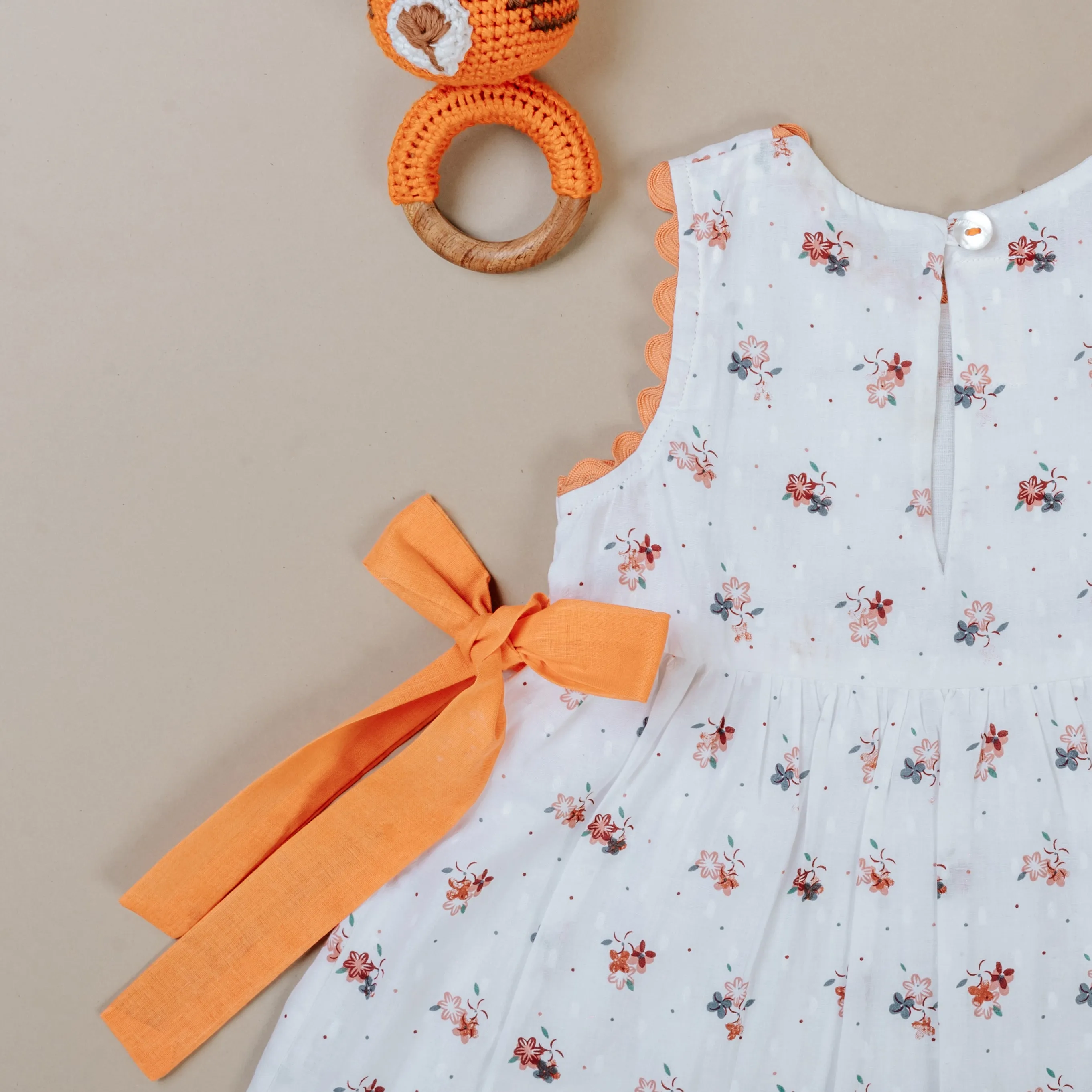 Peach Sleeveless Cotton Blossom Dress