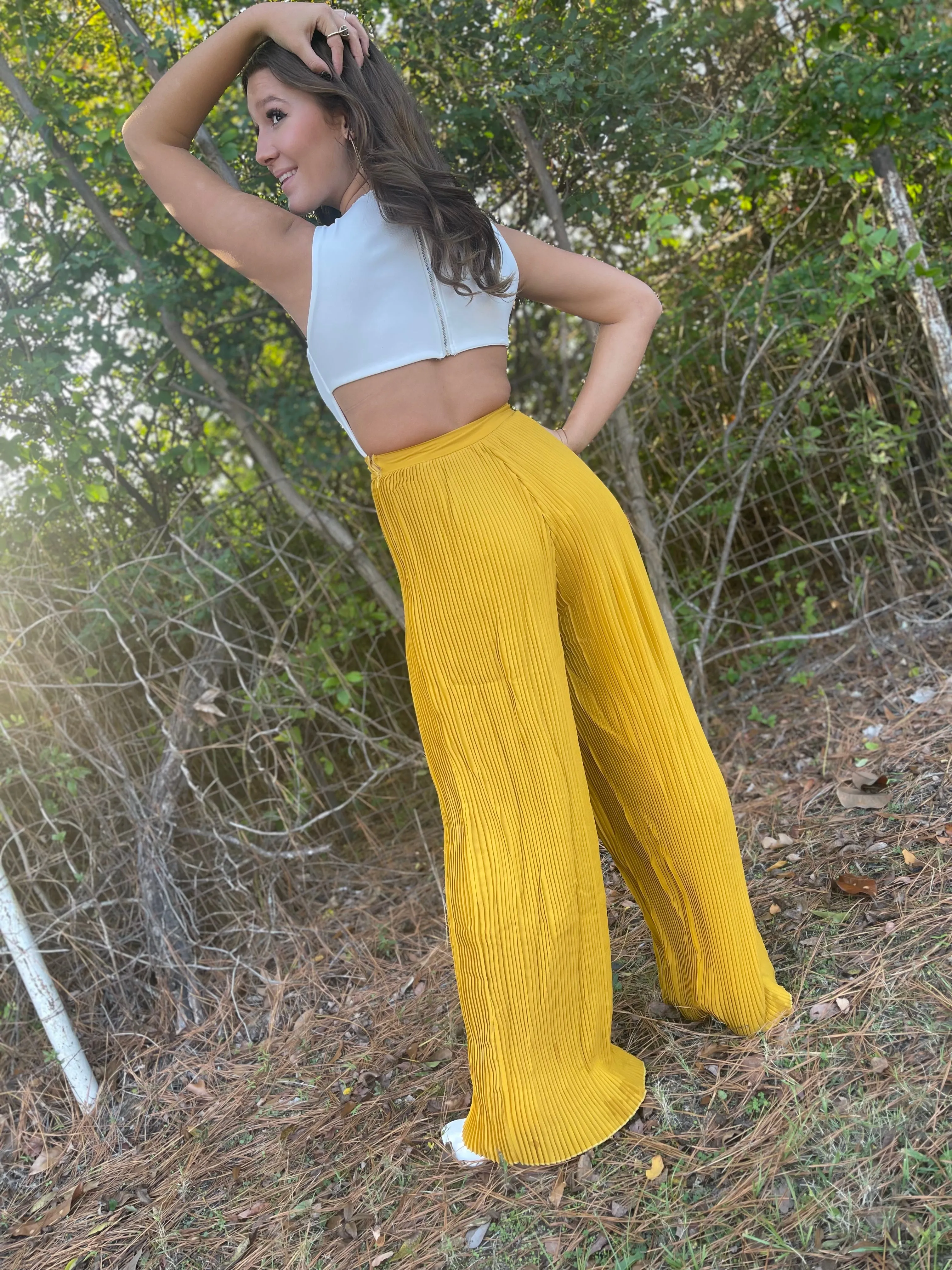 Pleated Wide Leg Jumpsuit