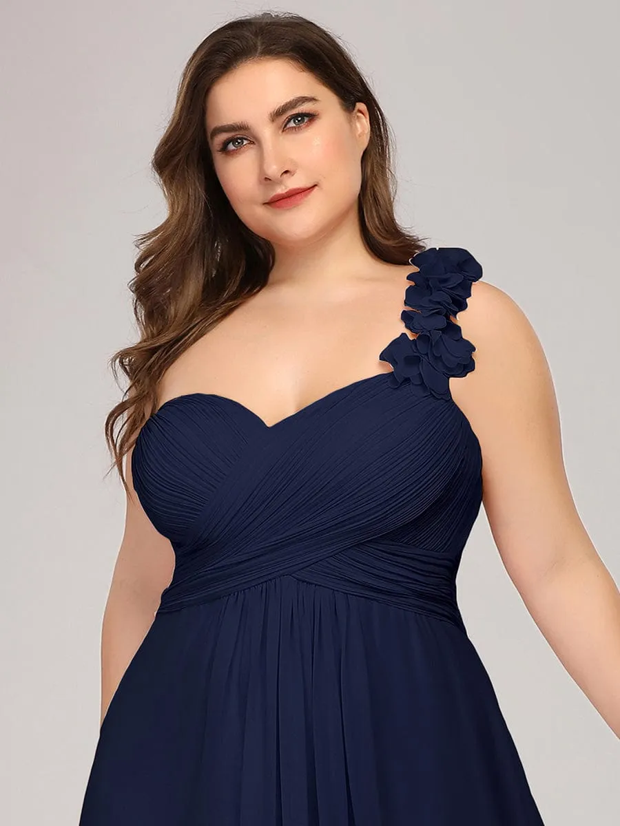 Plus Size One Shoulder Long Chiffon Bridesmaid Dress