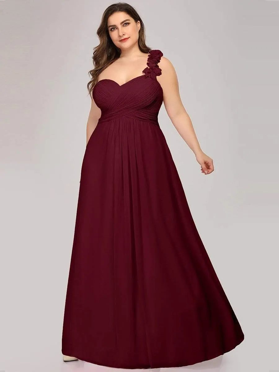 Plus Size One Shoulder Long Chiffon Bridesmaid Dress