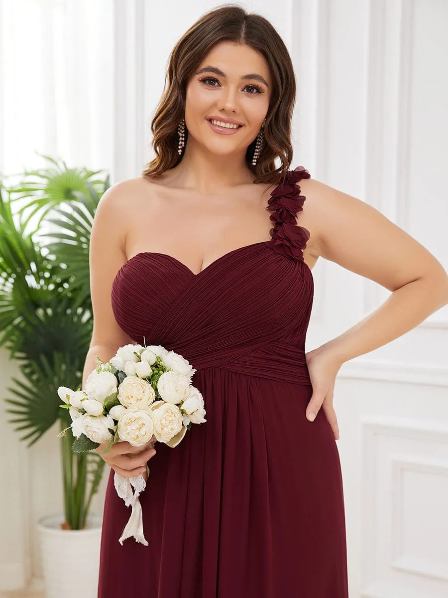 Plus Size One Shoulder Long Chiffon Bridesmaid Dress