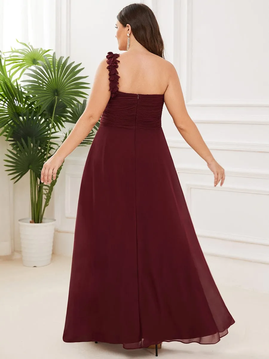 Plus Size One Shoulder Long Chiffon Bridesmaid Dress