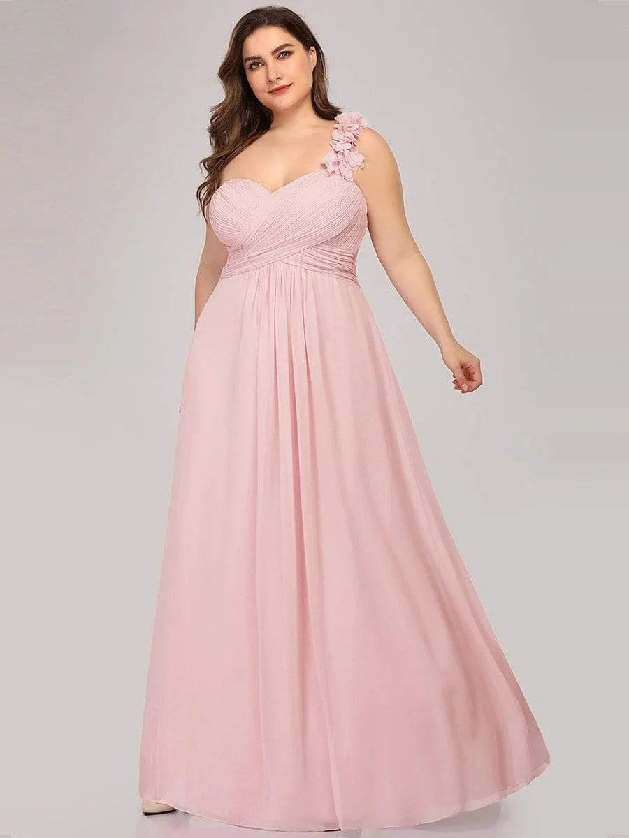 Plus Size One Shoulder Long Chiffon Bridesmaid Dress