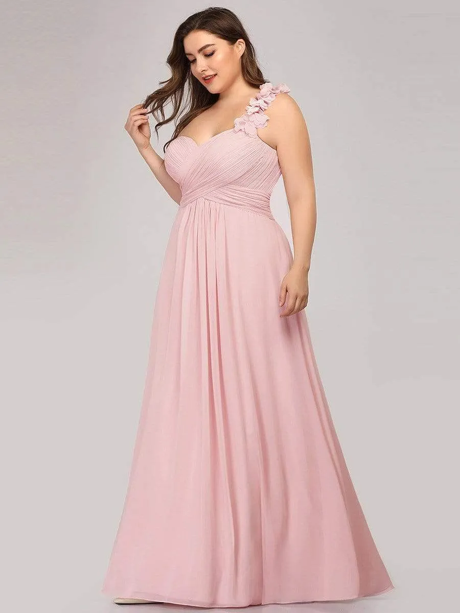 Plus Size One Shoulder Long Chiffon Bridesmaid Dress