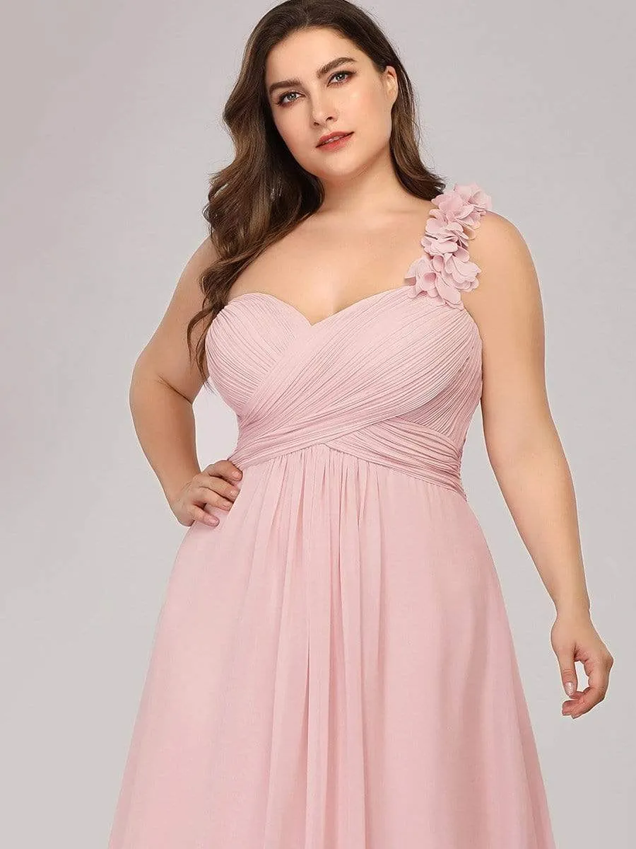 Plus Size One Shoulder Long Chiffon Bridesmaid Dress