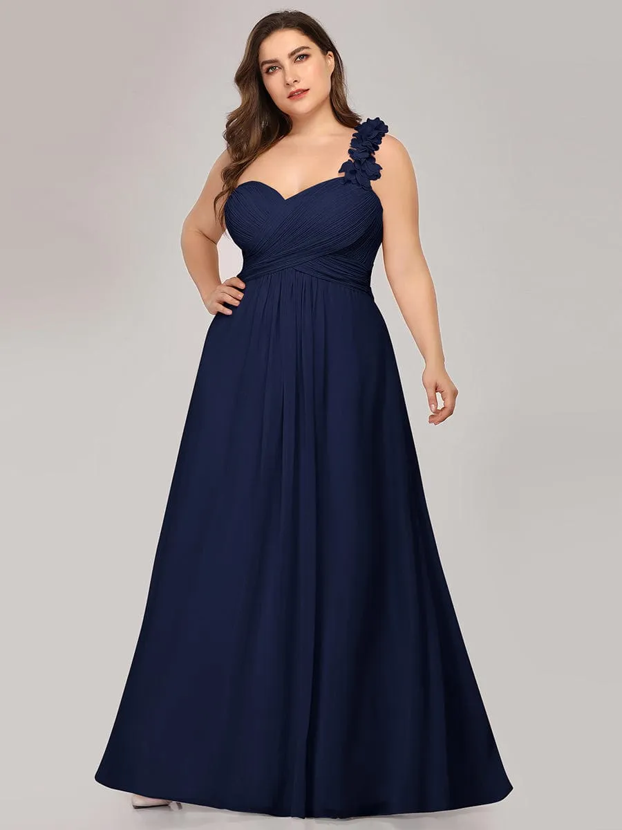 Plus Size One Shoulder Long Chiffon Bridesmaid Dress