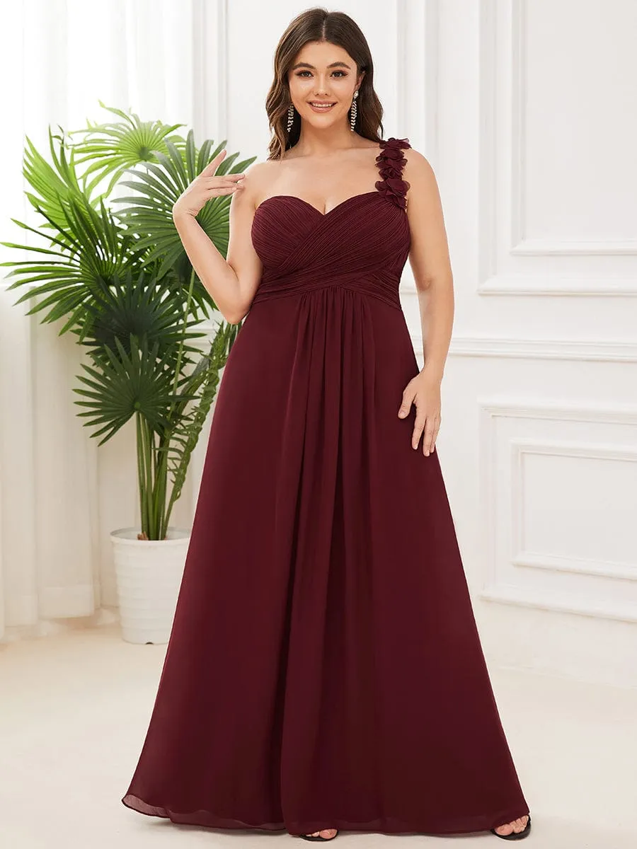 Plus Size One Shoulder Long Chiffon Bridesmaid Dress