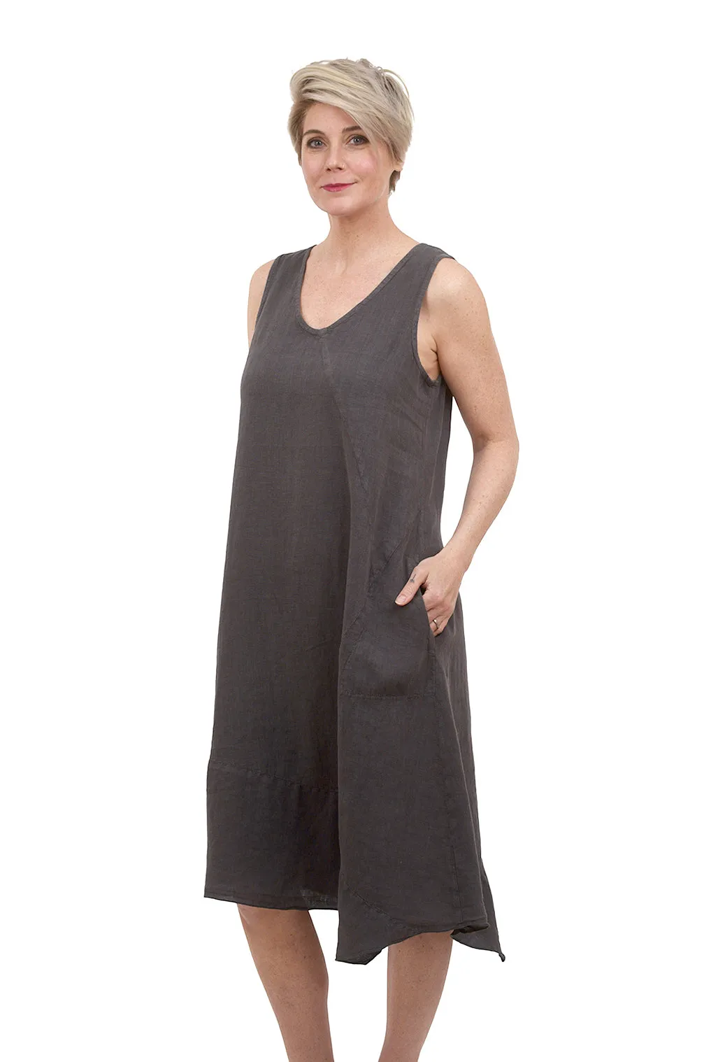 Point Tank Dress, Gray