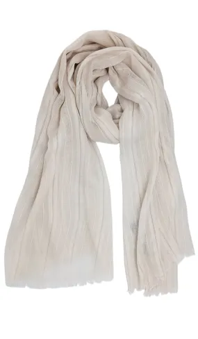 Rabia Non-slip Cotton Striped Wrap Hijab Scarf - Oatmeal