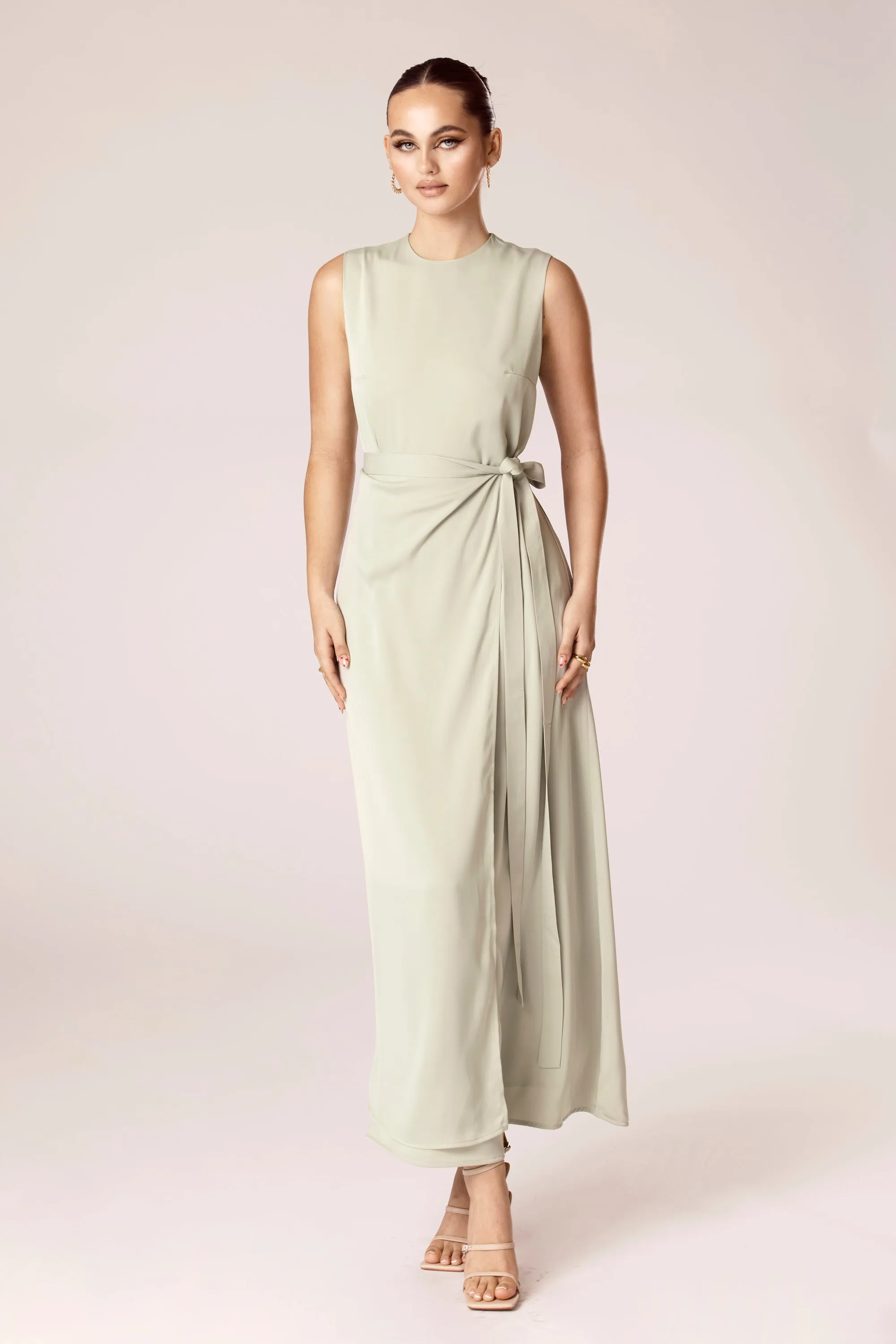 Sadia Sleeveless Maxi Dress & Skirt Set - Sage