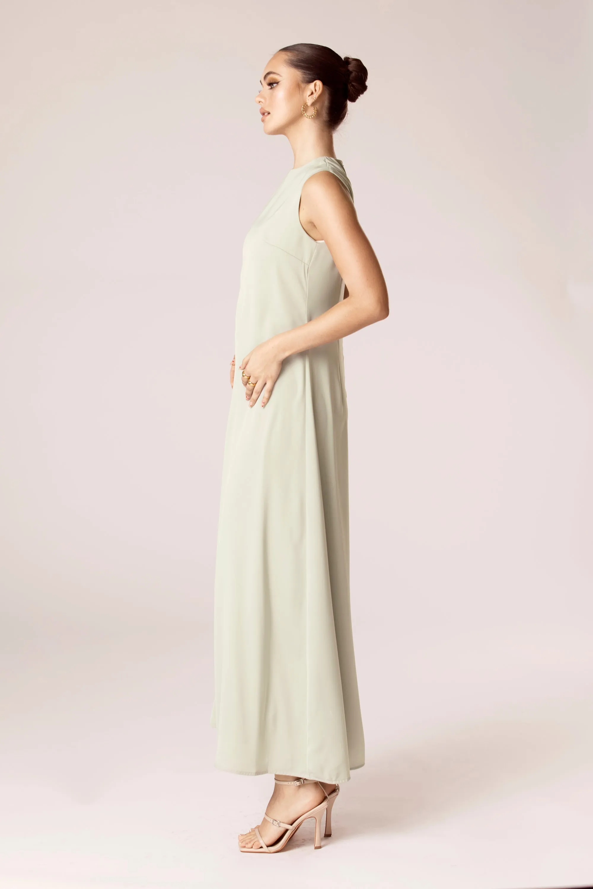 Sadia Sleeveless Maxi Dress & Skirt Set - Sage