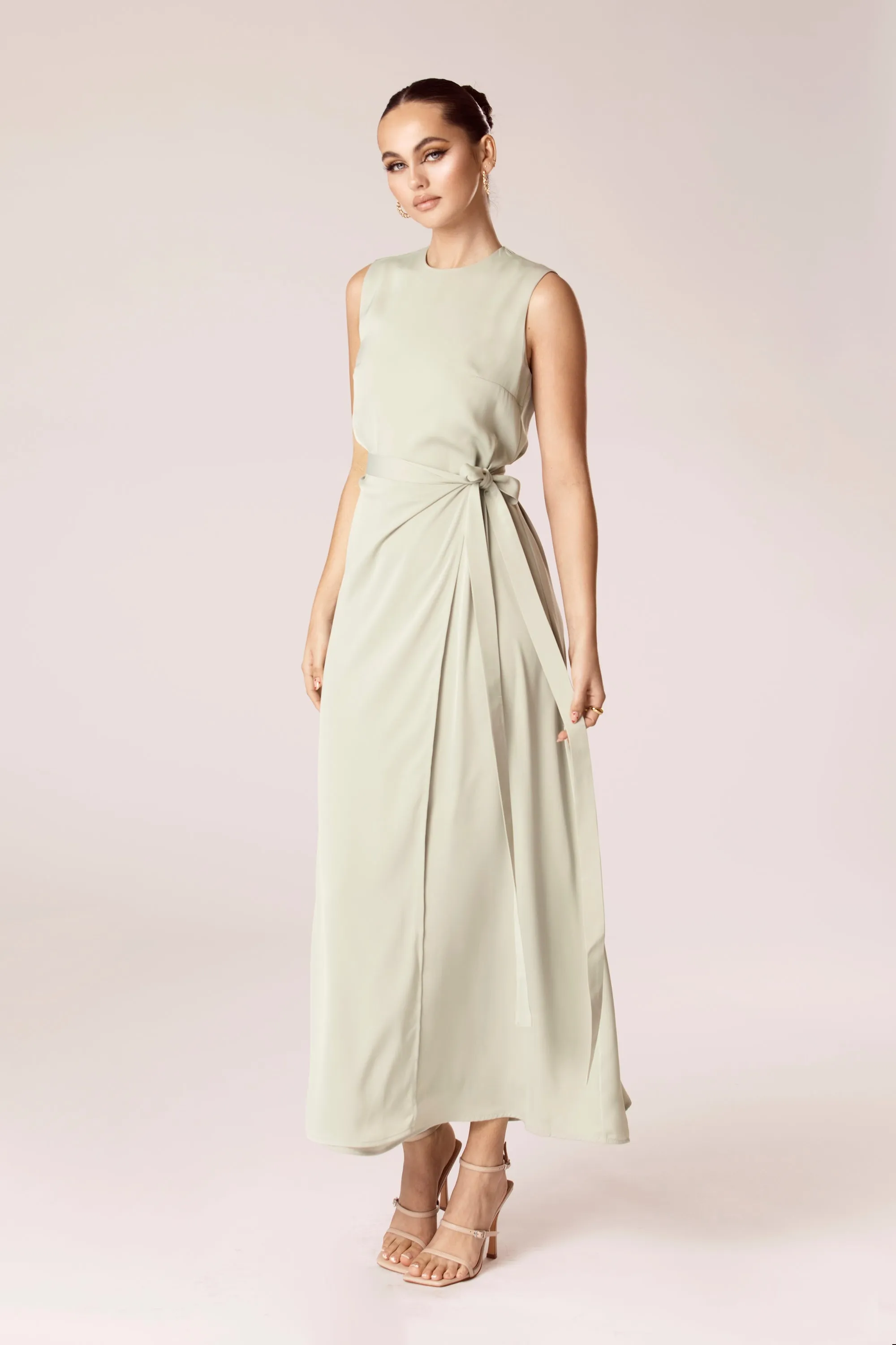 Sadia Sleeveless Maxi Dress & Skirt Set - Sage