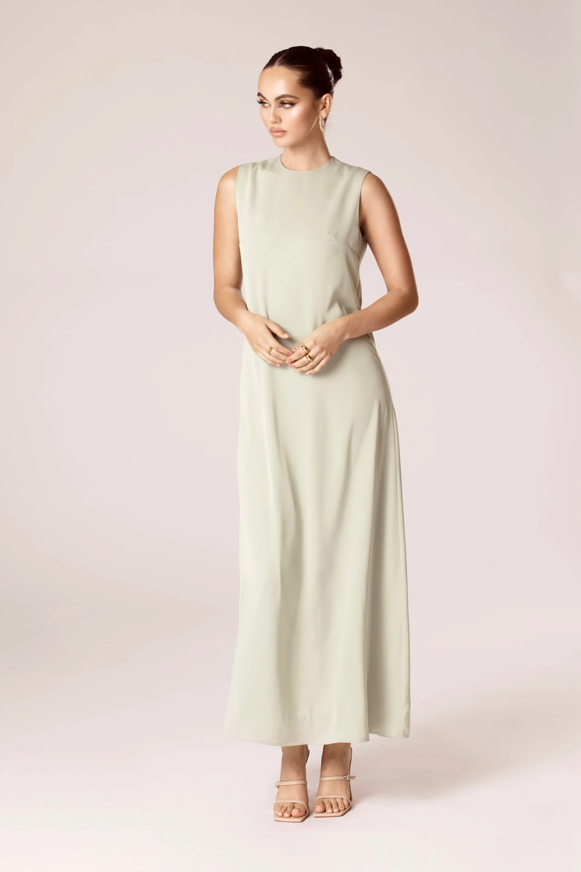 Sadia Sleeveless Maxi Dress & Skirt Set - Sage