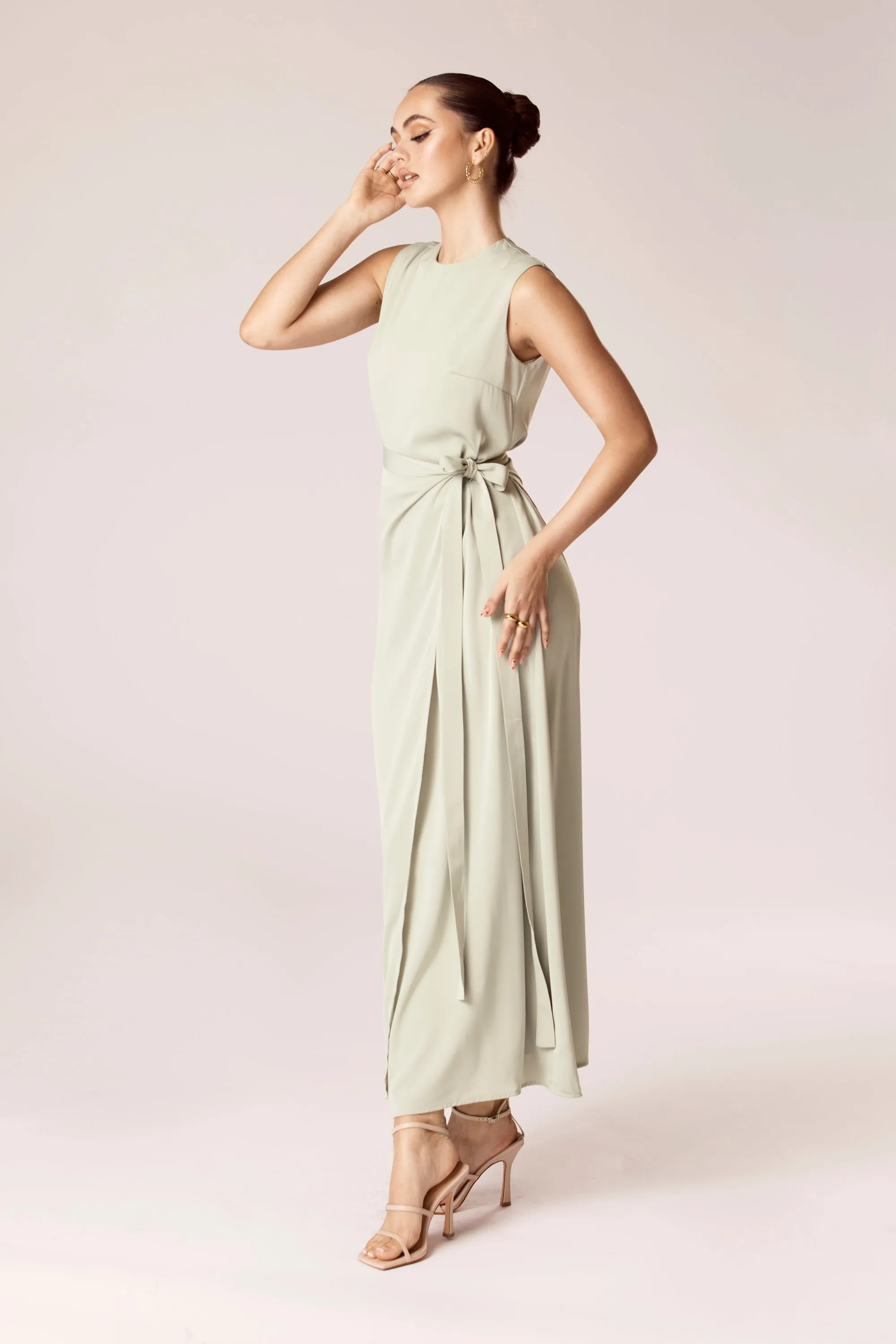 Sadia Sleeveless Maxi Dress & Skirt Set - Sage