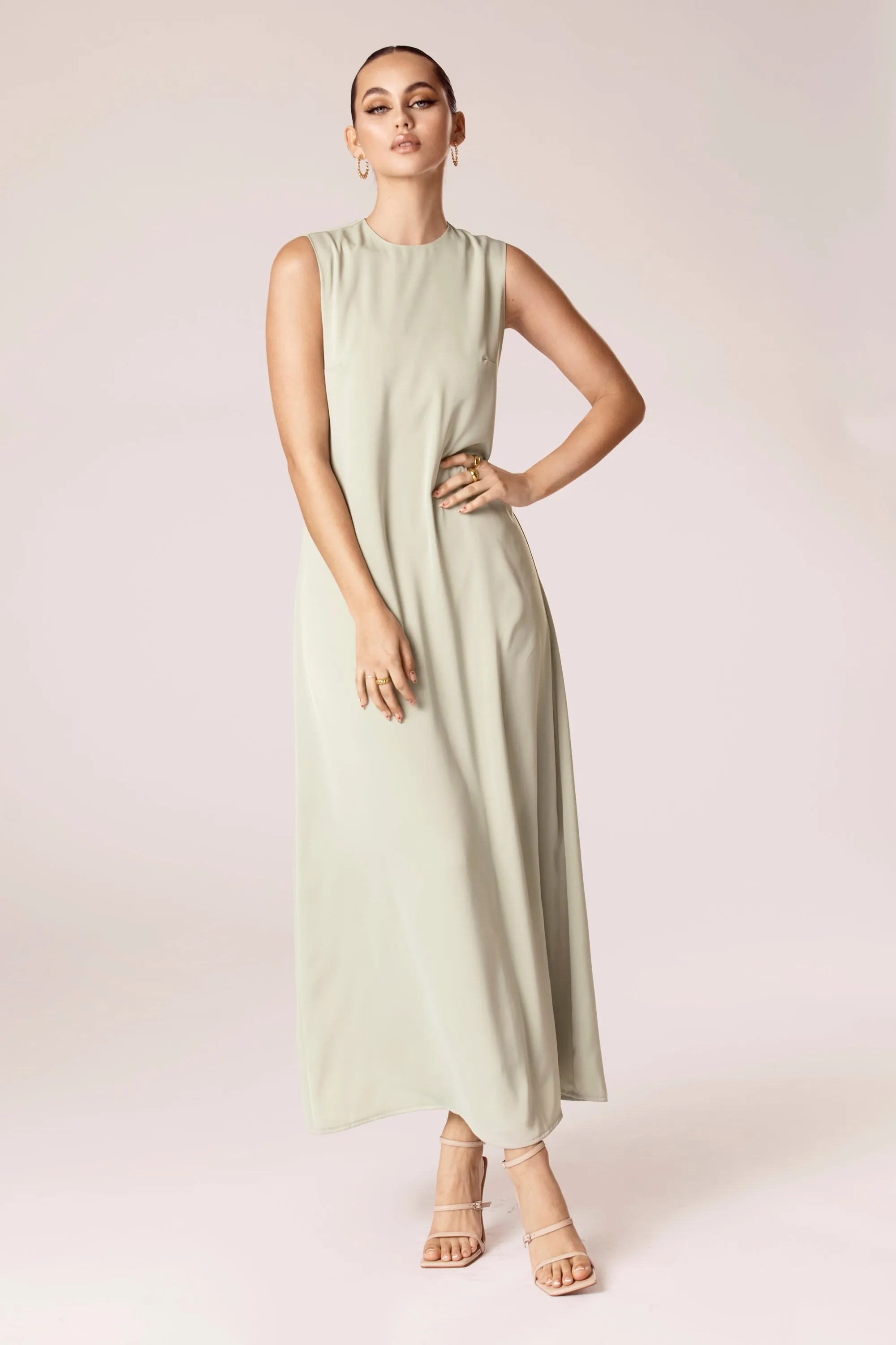 Sadia Sleeveless Maxi Dress & Skirt Set - Sage