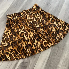 SALE - MEDIUM 17" Length - Leopard Animal Print A-line Skirt w/Pockets