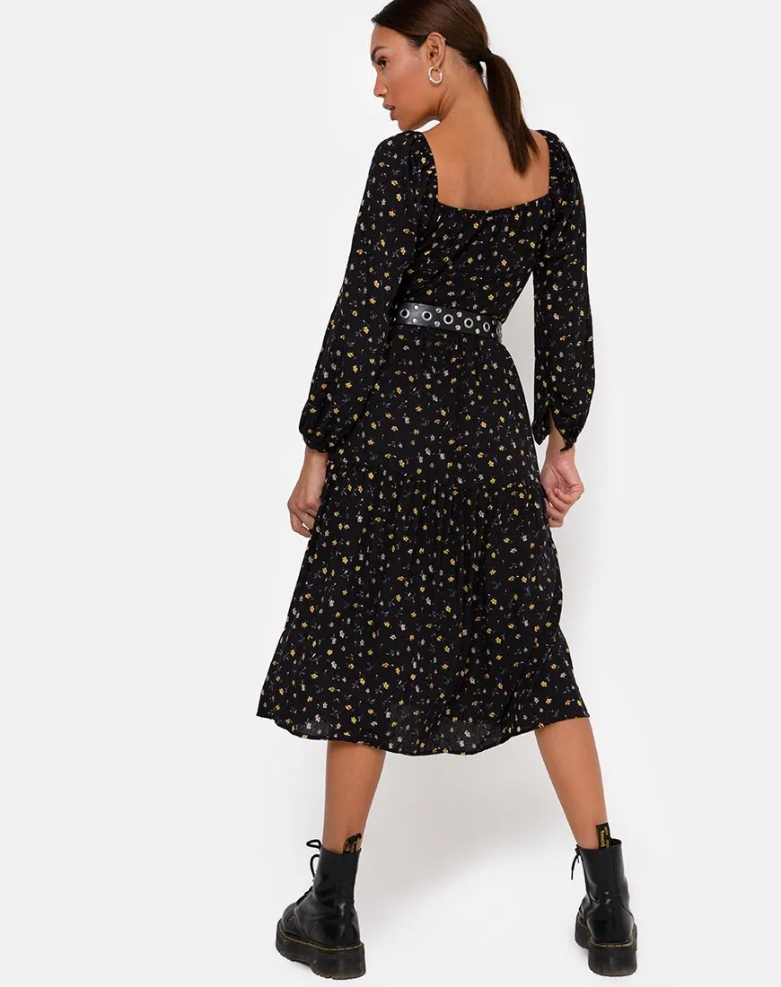 Senora Dress in Pretty Petal Black