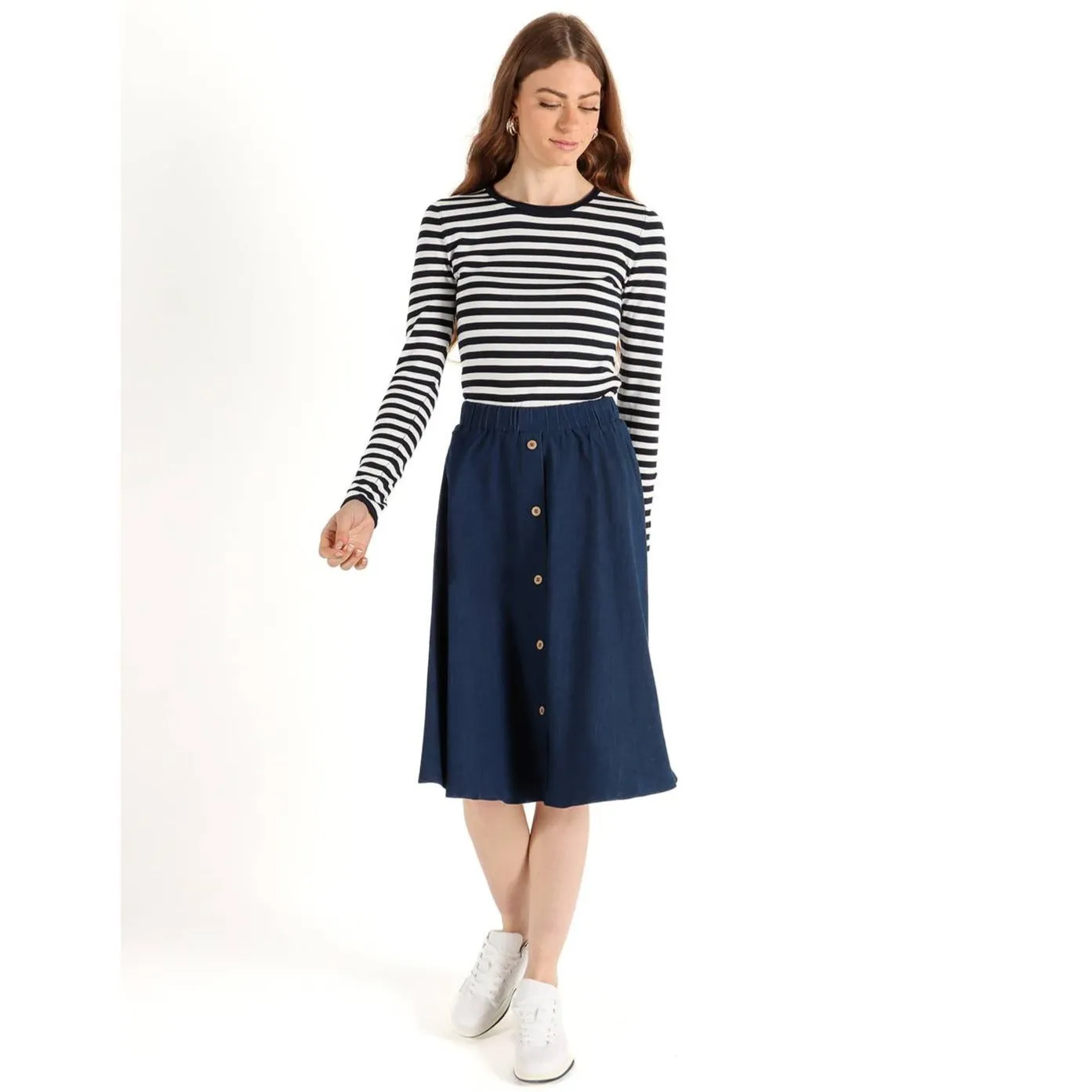 Women's Buttoned A-Line Denim Skirt