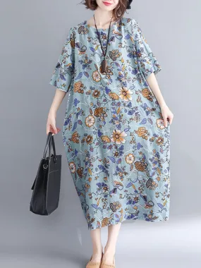 Women's Elegant Floral Mid-length A-Line Dress