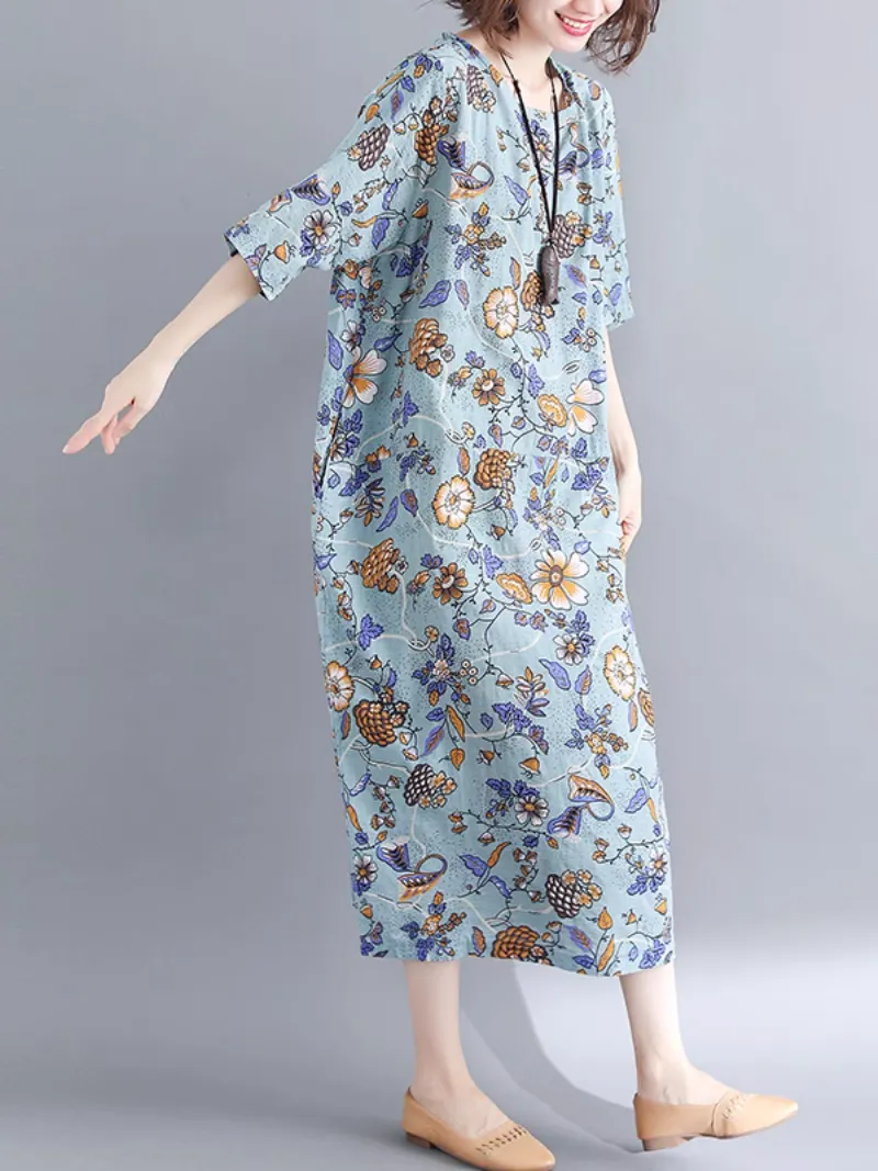 Women's Elegant Floral Mid-length A-Line Dress